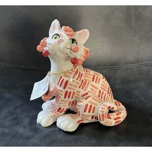 2004‎ Whimsiclay Cat By Amy Lacombe #86166 MAMBO Coral Orange Stripes